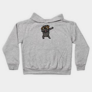 Cool Dabbing Black Pug with Sunglasses Kids Hoodie